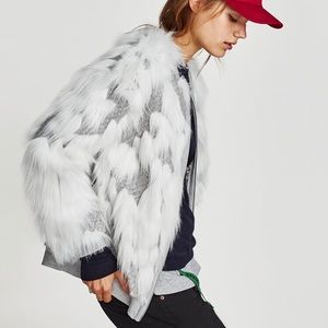 Zara Faux Fur Bomber Jacket